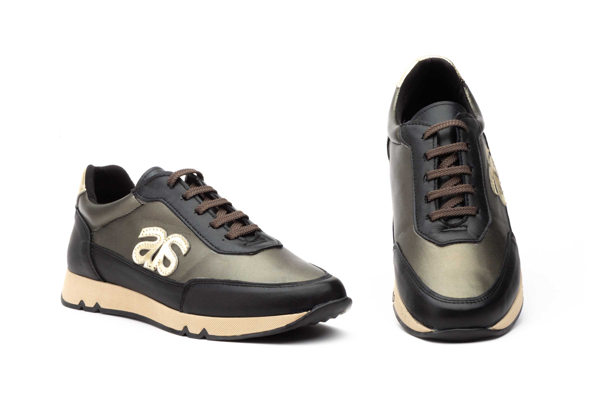 Deportivos Mujer Piel Negro Metal  -  Ref. 3444 Negro Metal