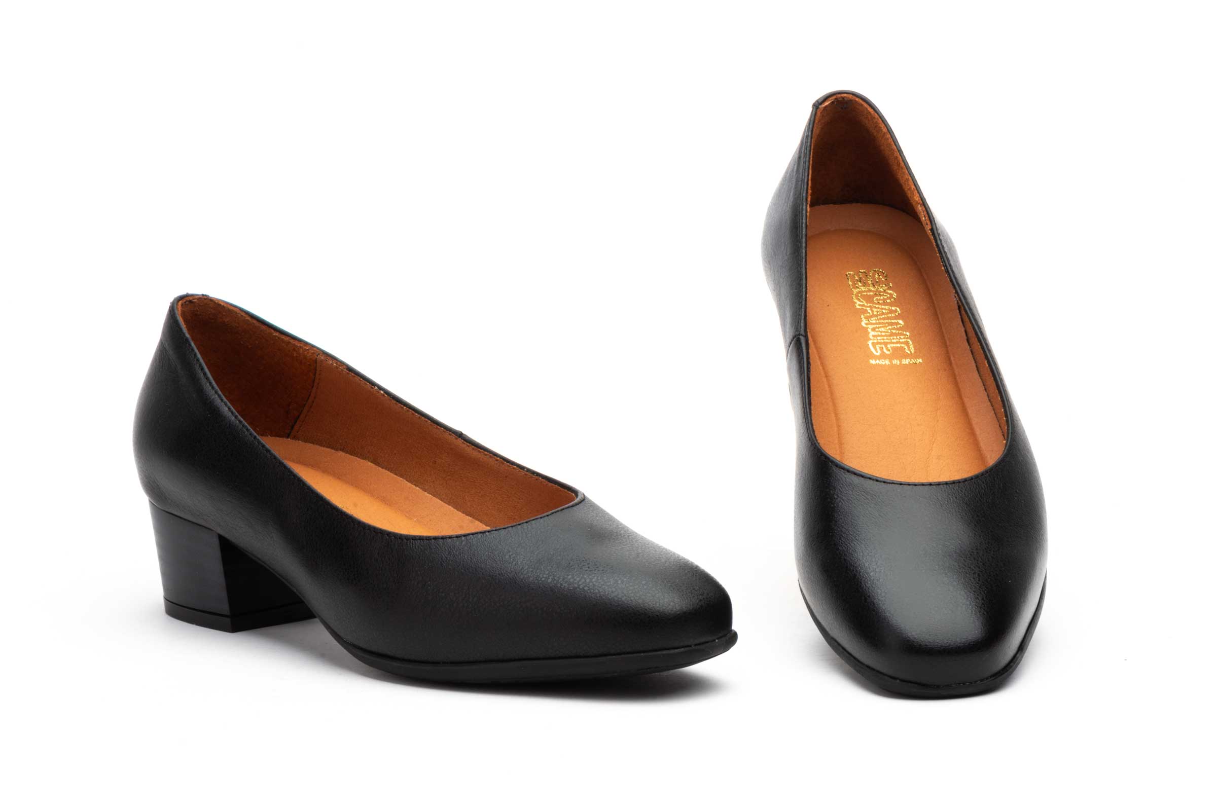 Zapatos Mujer Piel Negro Tacón  -  Ref. 1631 Negro