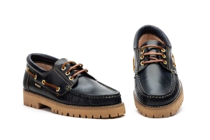 Náuticos Hombre Piel Pull Marino  -  Ref. RV-1000 Marino