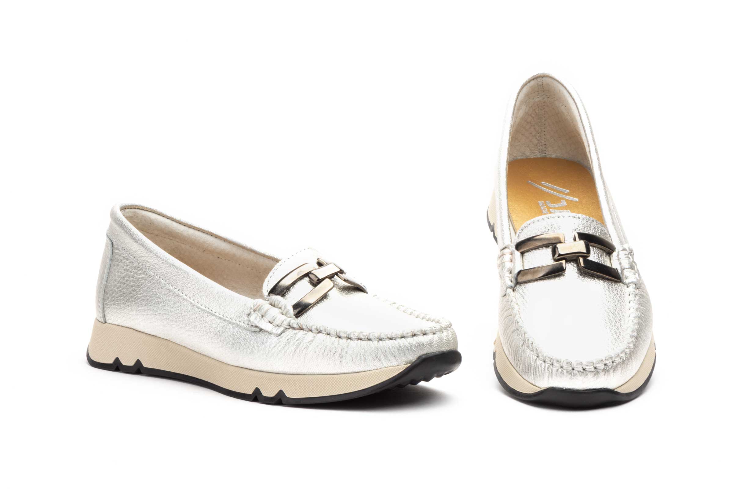 Kiowa Mujer Piel Plata Hebilla  -  Ref. ATN-3158 Plata