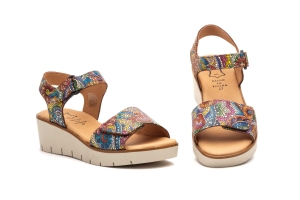 Sandalias Mujer Piel Multi Cuero  -  Ref. AE-1650 Multi Cuero