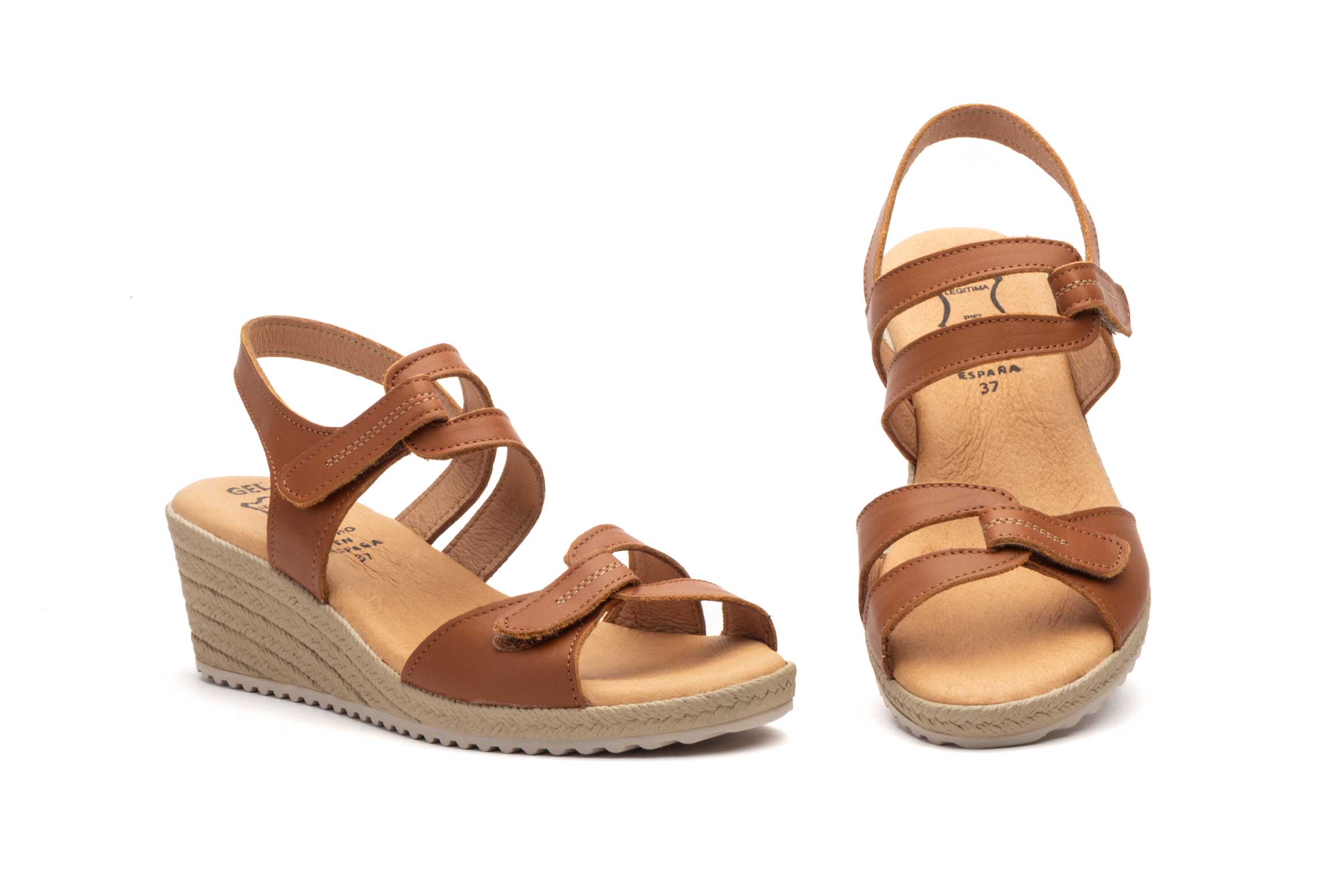 Sandalias Mujer Piel Cuero  -  Ref. AE-3454 Cuero