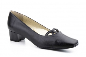 Zapatos Mujer Tacón Piel Negro Ancho Especial  -  Ref. 14600 Negro