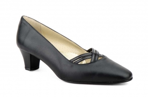 Zapatos Mujer Piel Negro Tacón Ancho Especial  -  Ref. 1048 Negro