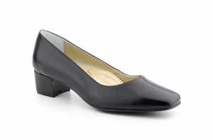 Zapatos Mujer Piel Negro Tacón Salón Ancho Especial  -  Ref. 1400 Negro