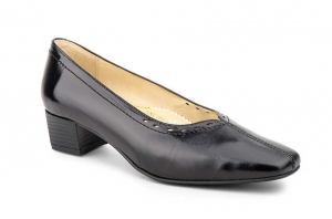 Zapatos Mujer Piel Negro Tacón Ancho Especial  -  Ref. 1431 Negro